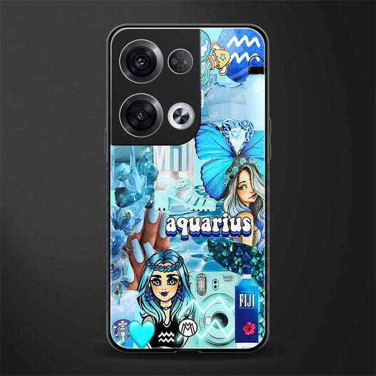 aquarius aesthetic collage back phone cover | glass case for oppo reno 8 pro