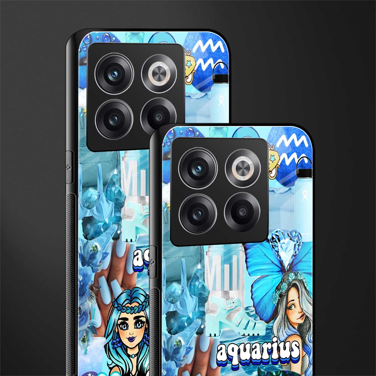aquarius aesthetic collage back phone cover | glass case for oneplus 10t