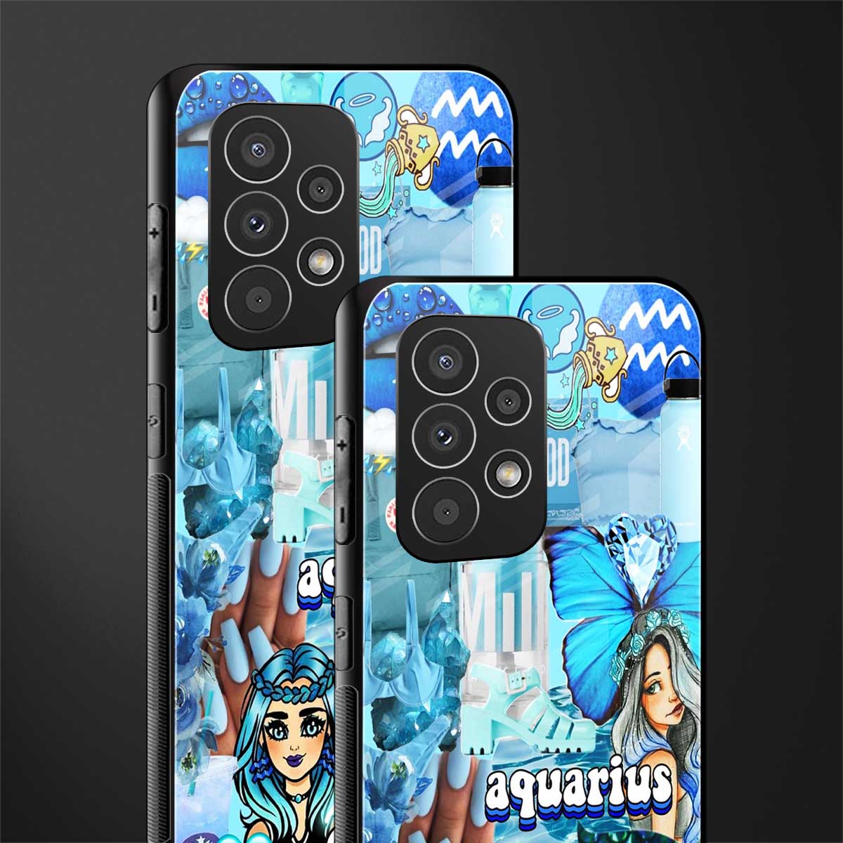 aquarius aesthetic collage back phone cover | glass case for samsung galaxy a33 5g