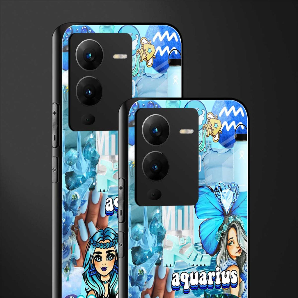 aquarius aesthetic collage back phone cover | glass case for vivo v25 pro 5g