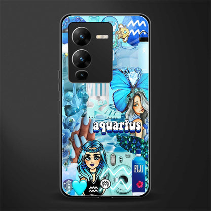 aquarius aesthetic collage back phone cover | glass case for vivo v25 pro 5g
