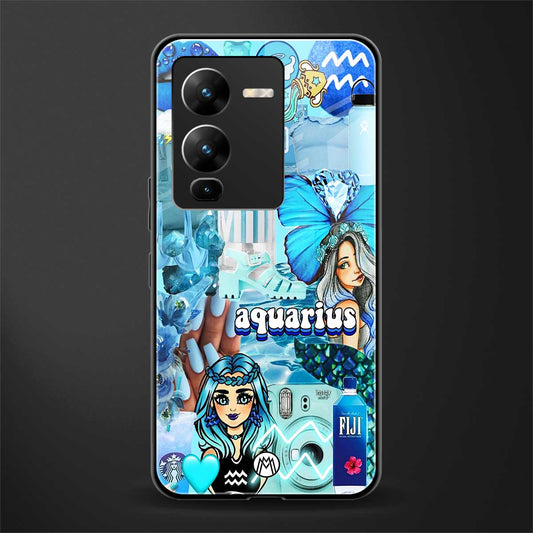 aquarius aesthetic collage back phone cover | glass case for vivo v25 pro 5g