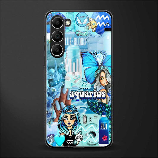 aquarius aesthetic collage glass case for phone case | glass case for samsung galaxy s23