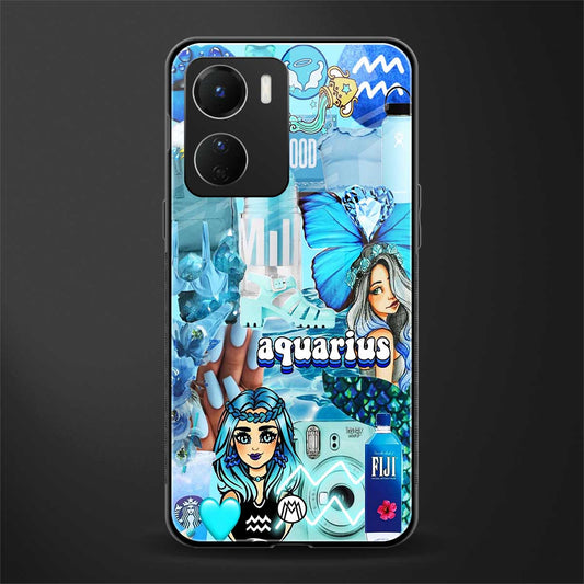 aquarius aesthetic collage back phone cover | glass case for vivo y16