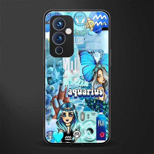 aquarius aesthetic collage back phone cover | glass case for oneplus 9