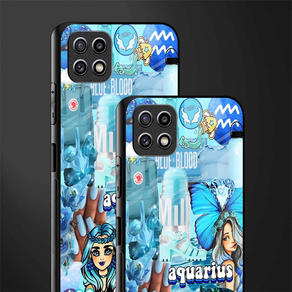aquarius aesthetic collage back phone cover | glass case for samsung galaxy f42