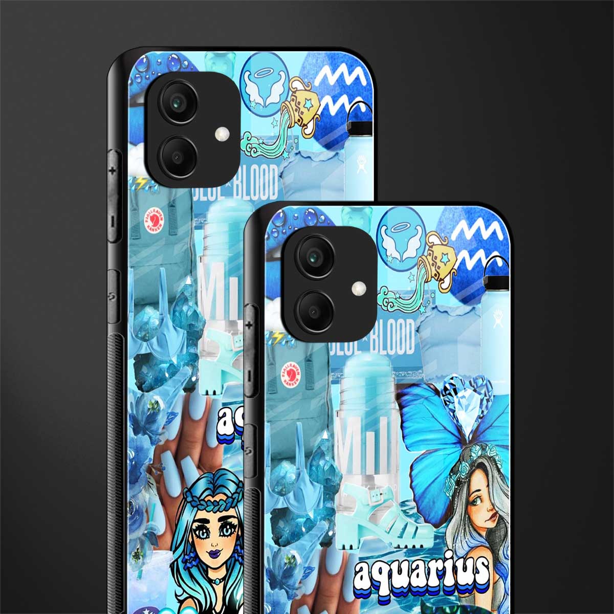 aquarius aesthetic collage back phone cover | glass case for samsung galaxy a04