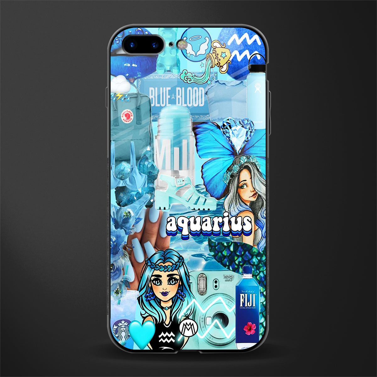 aquarius aesthetic collage glass case for iphone 7 plus image