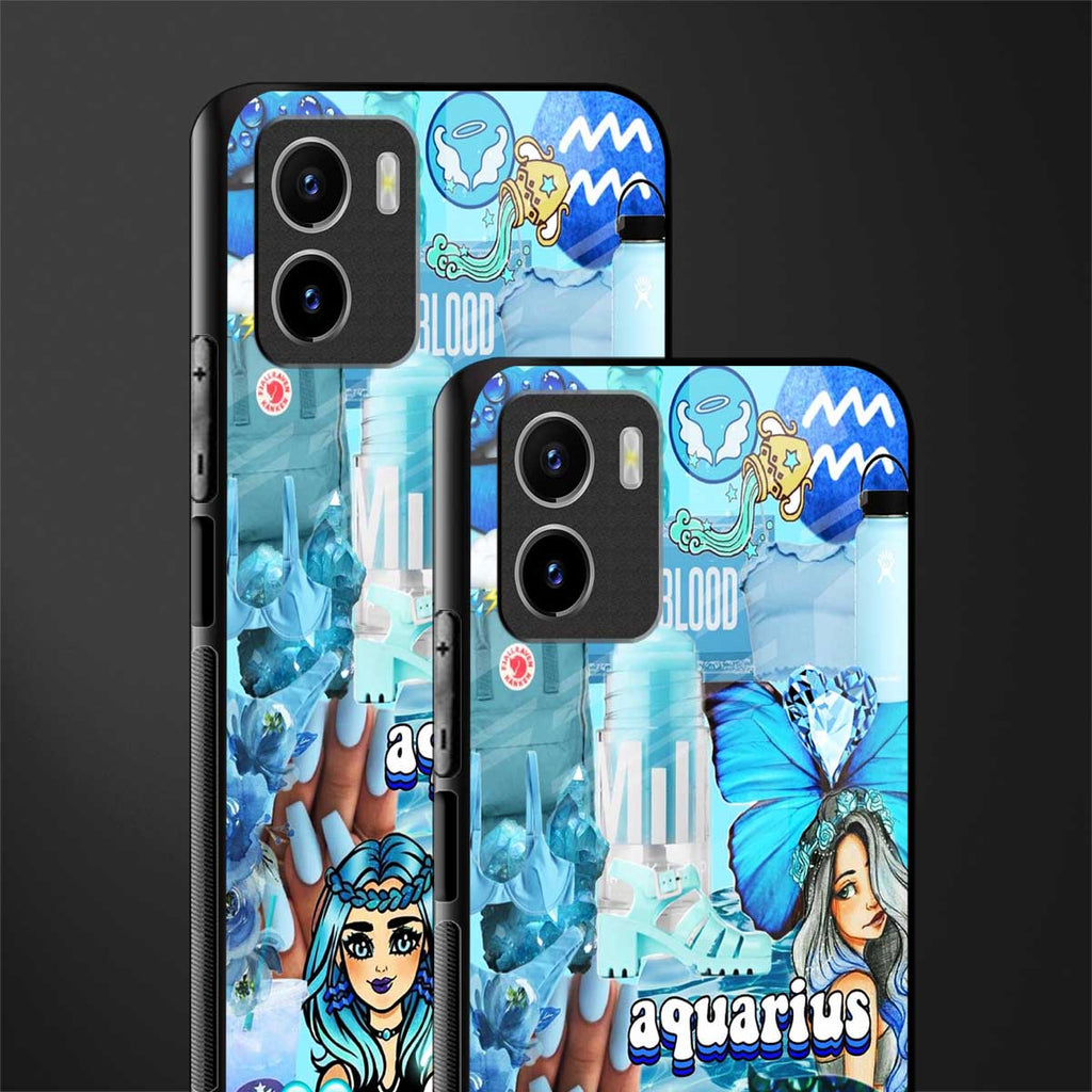 aquarius aesthetic collage back phone cover | glass case for vivo y72