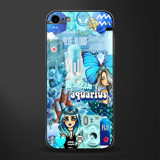 aquarius aesthetic collage glass case for iphone 8 image