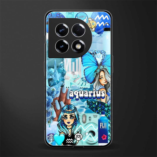 aquarius aesthetic collage back phone cover | glass case for oneplus 11