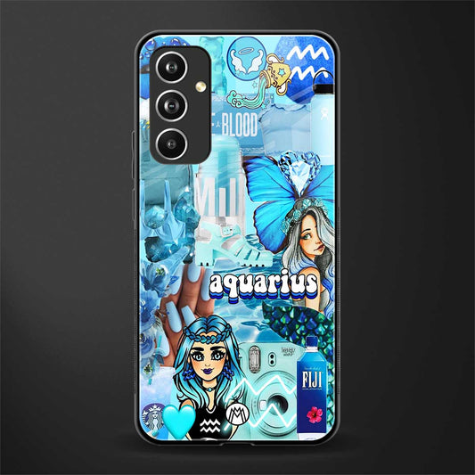 aquarius aesthetic collage back phone cover | glass case for samsung galaxy a54 5g