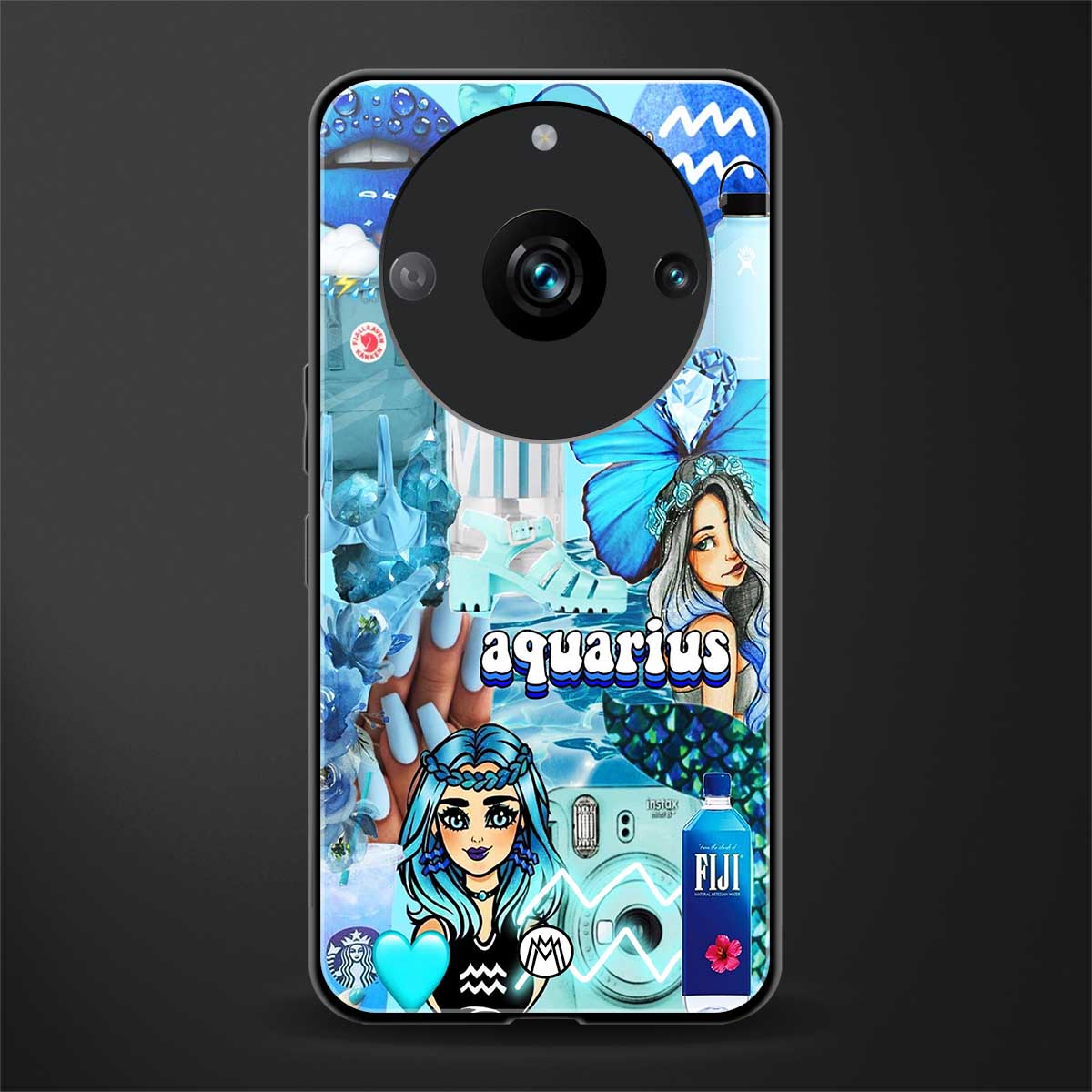 aquarius aesthetic collage back phone cover | glass case for realme 11 pro 5g