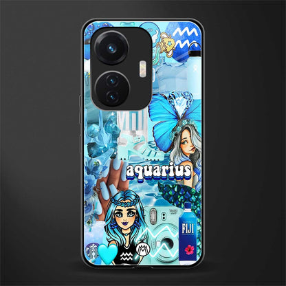 aquarius aesthetic collage back phone cover | glass case for vivo t1 44w 4g