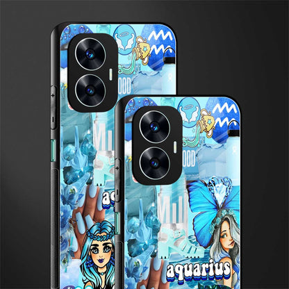 aquarius aesthetic collage back phone cover | glass case for realme c55
