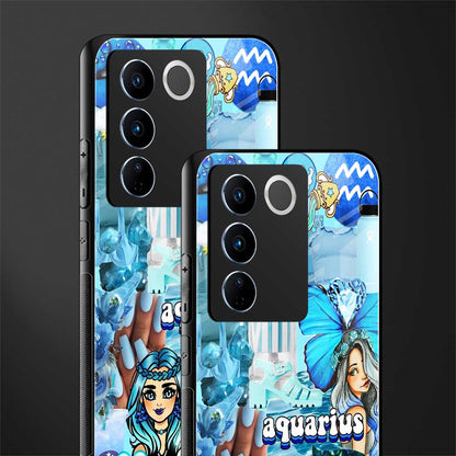 aquarius aesthetic collage back phone cover | glass case for vivo v27 pro 5g