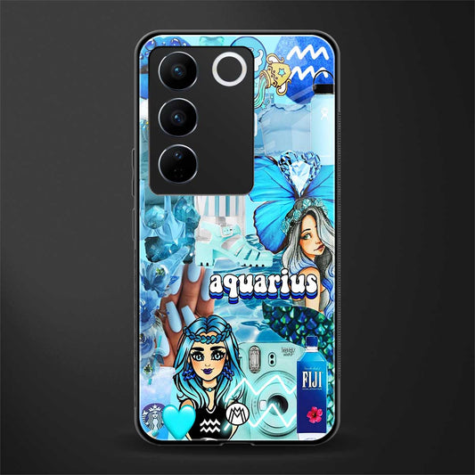 aquarius aesthetic collage back phone cover | glass case for vivo v27 pro 5g
