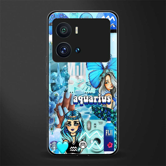 aquarius aesthetic collage back phone cover | glass case for iQOO 9 Pro