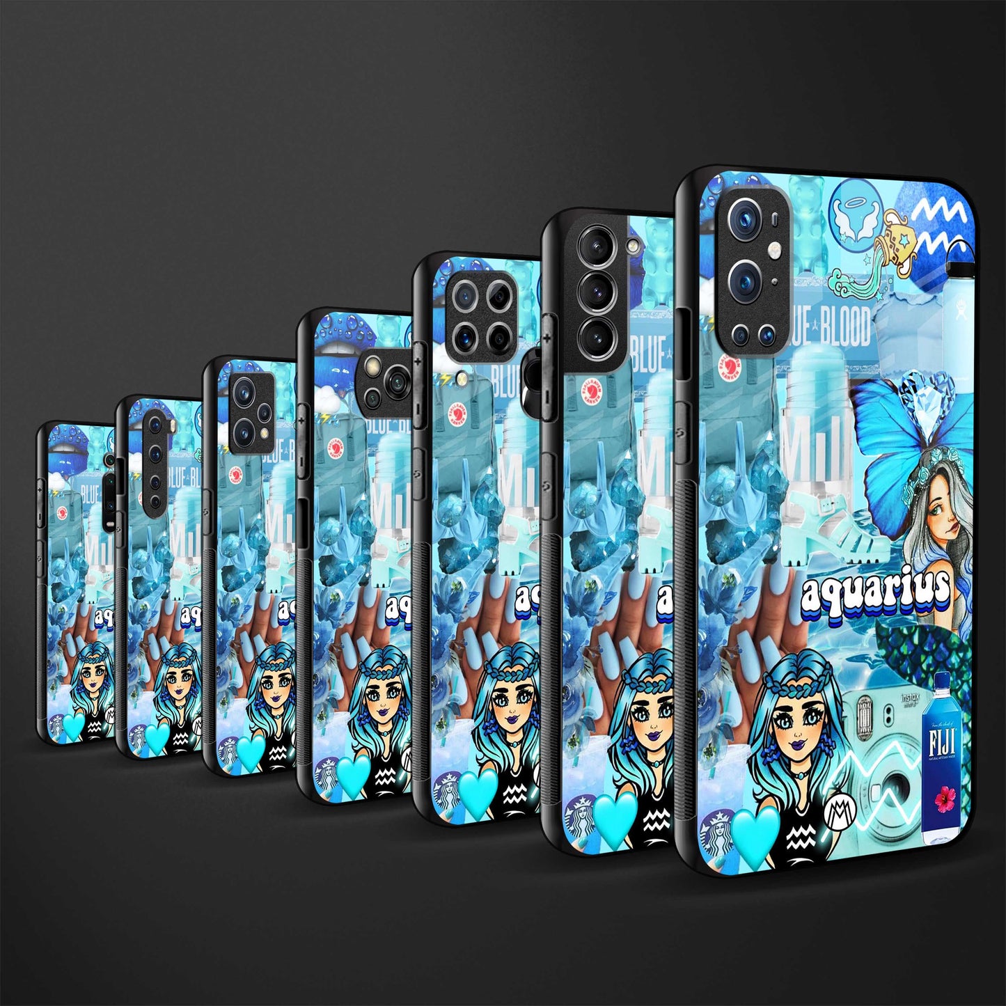 aquarius aesthetic collage glass case for iphone 13 image-3