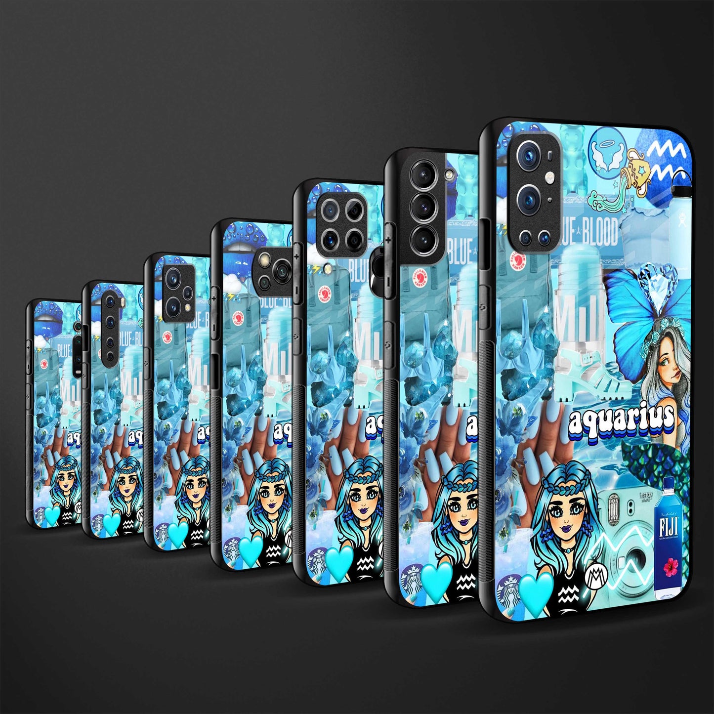 aquarius aesthetic collage glass case for realme 8i image-3