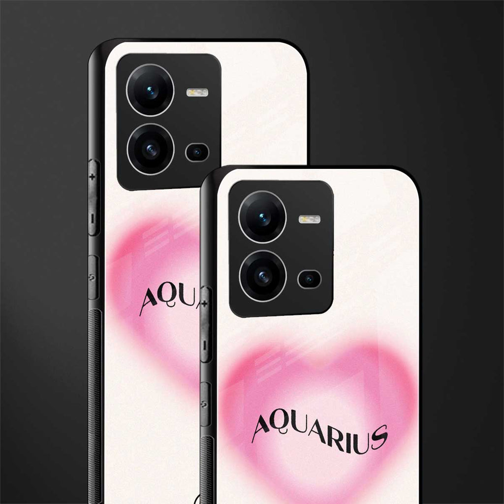 aquarius minimalistic back phone cover | glass case for vivo v25-5g