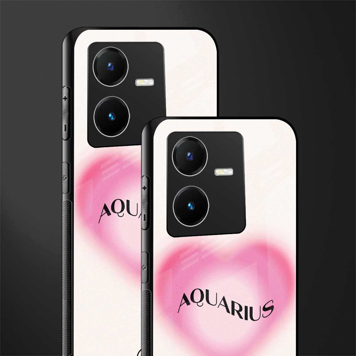 aquarius minimalistic back phone cover | glass case for vivo y22