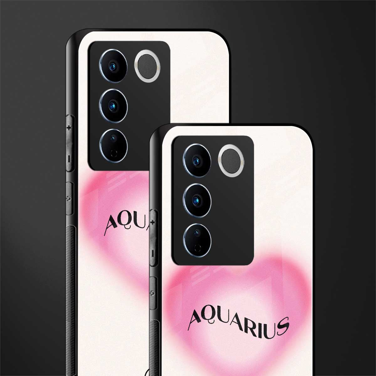 aquarius minimalistic back phone cover | glass case for vivo v27 pro 5g