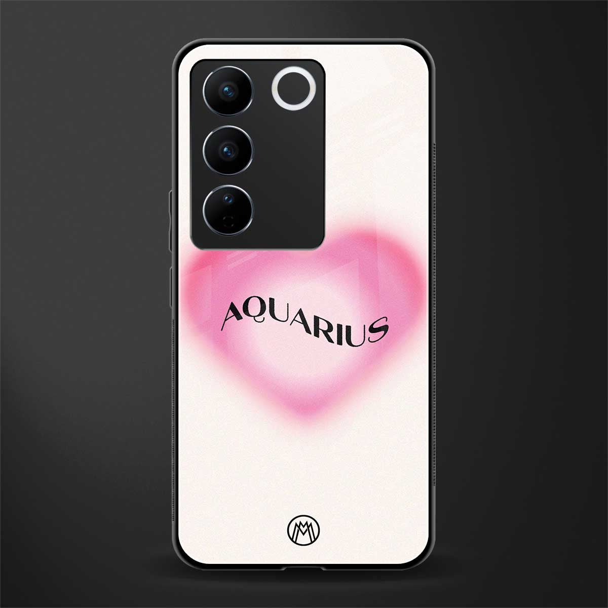 aquarius minimalistic back phone cover | glass case for vivo v27 pro 5g