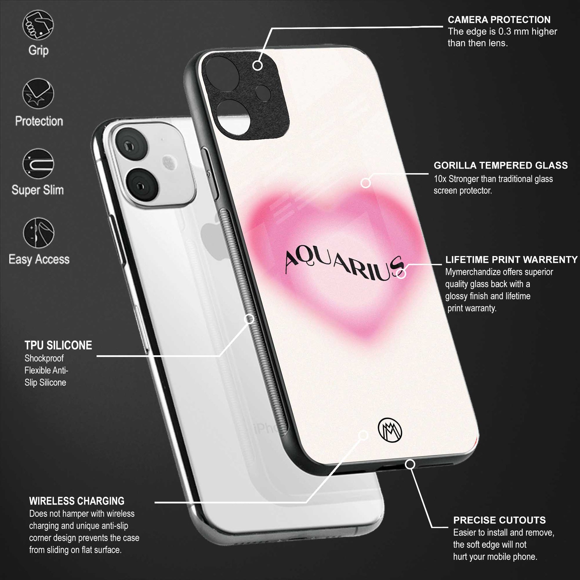aquarius minimalistic back phone cover | glass case for samsung galaxy a23