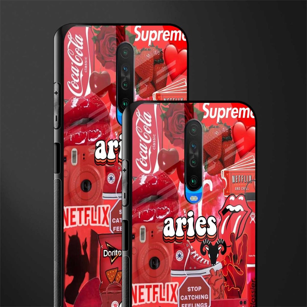 aries aesthetic collage glass case for poco x2 image-2