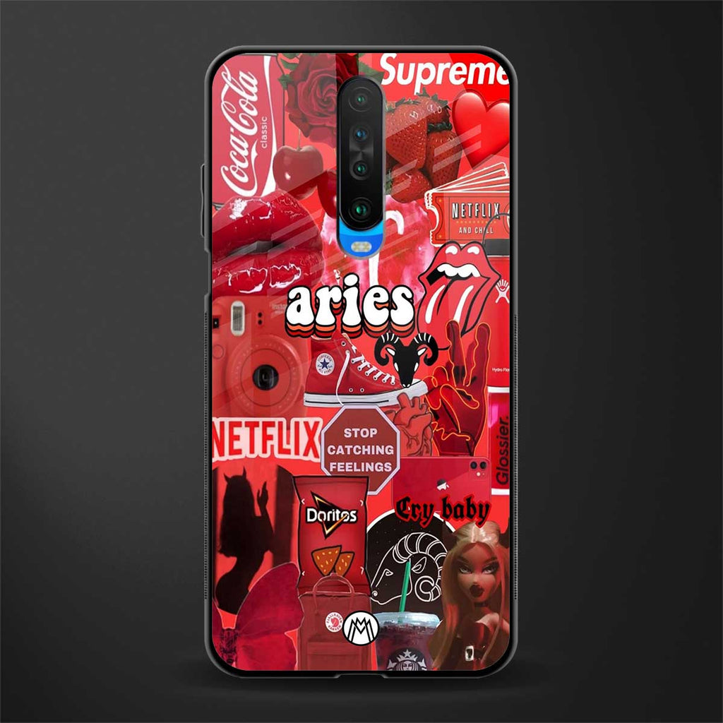 aries aesthetic collage glass case for poco x2 image