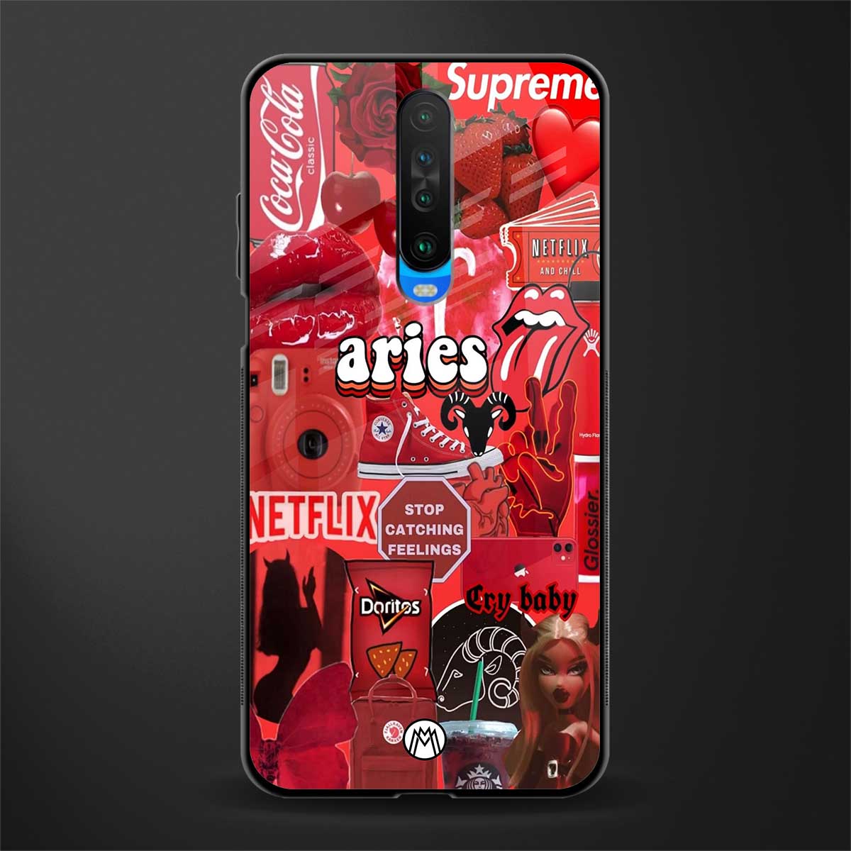 aries aesthetic collage glass case for poco x2 image