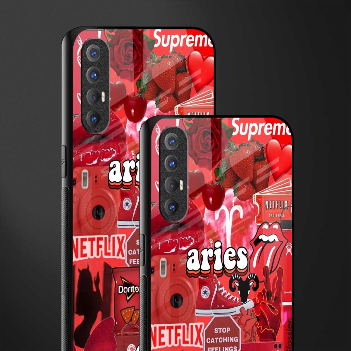 aries aesthetic collage glass case for oppo reno 3 pro image-2