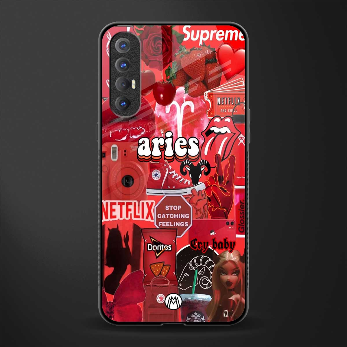 aries aesthetic collage glass case for oppo reno 3 pro image