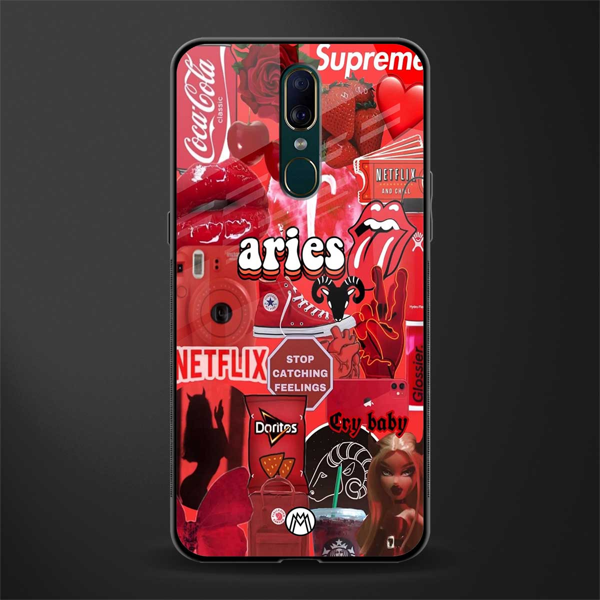 aries aesthetic collage glass case for oppo a9 image