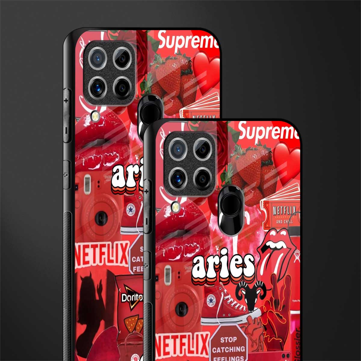 aries aesthetic collage glass case for realme c15 image-2