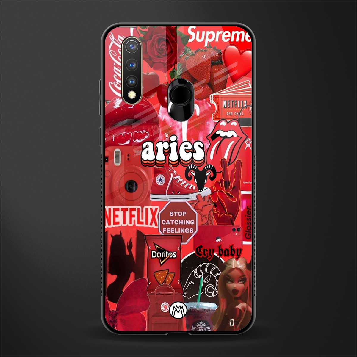 aries aesthetic collage glass case for vivo y19 image