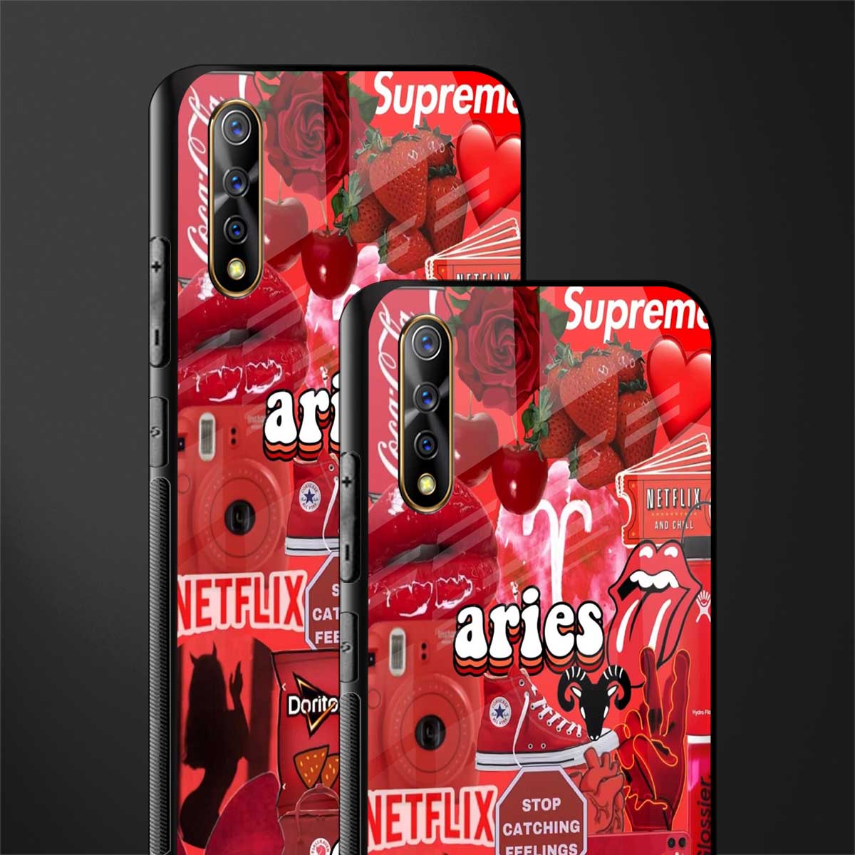 aries aesthetic collage glass case for vivo z1x image-2
