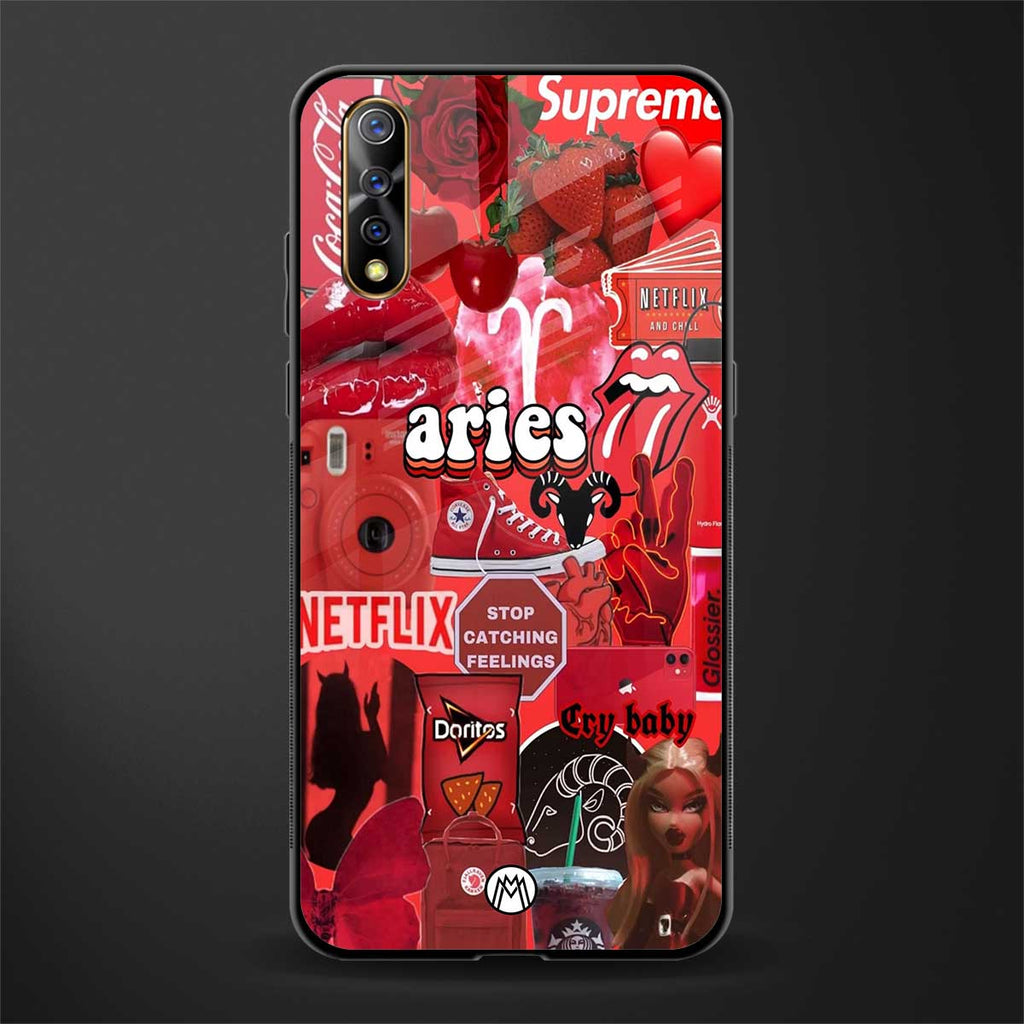 aries aesthetic collage glass case for vivo s1 image