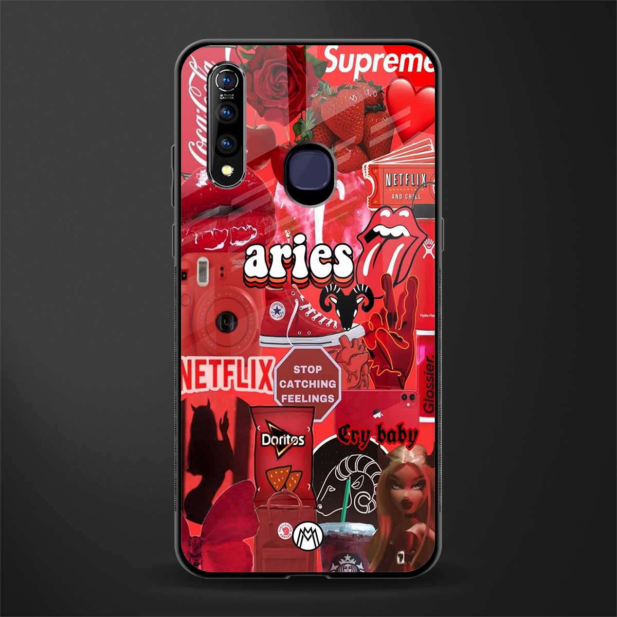 aries aesthetic collage glass case for vivo z1 pro image