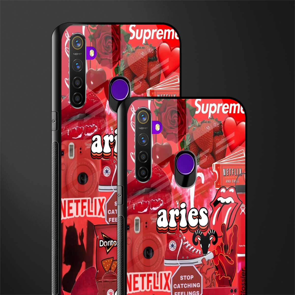 aries aesthetic collage glass case for realme 5 image-2