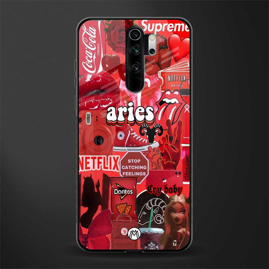 aries aesthetic collage glass case for redmi note 8 pro image