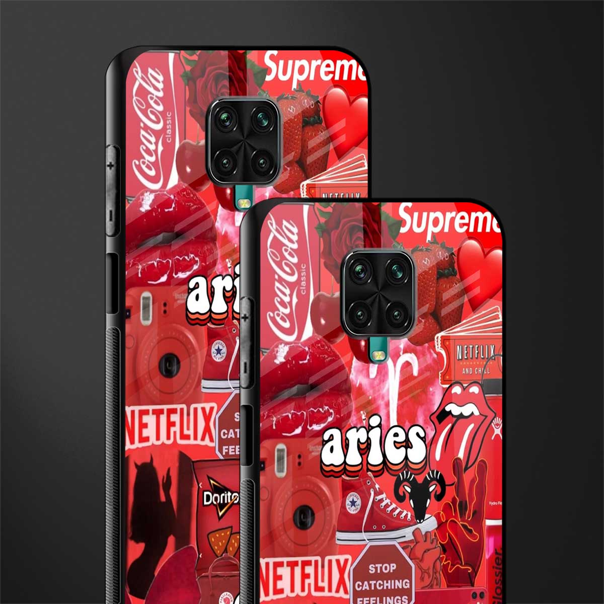 aries aesthetic collage glass case for redmi note 9 pro image-2
