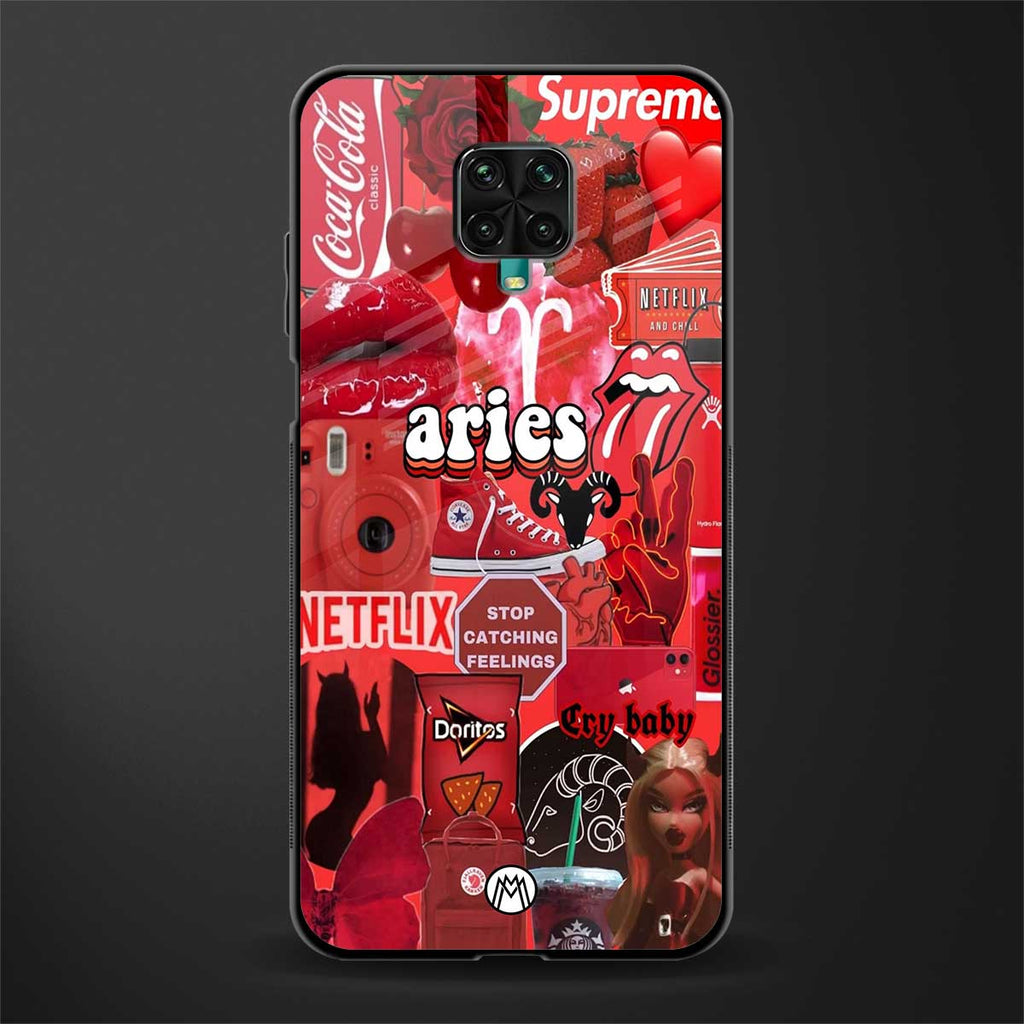 aries aesthetic collage glass case for redmi note 9 pro max image