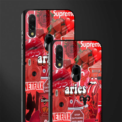 aries aesthetic collage glass case for redmi y3 image-2
