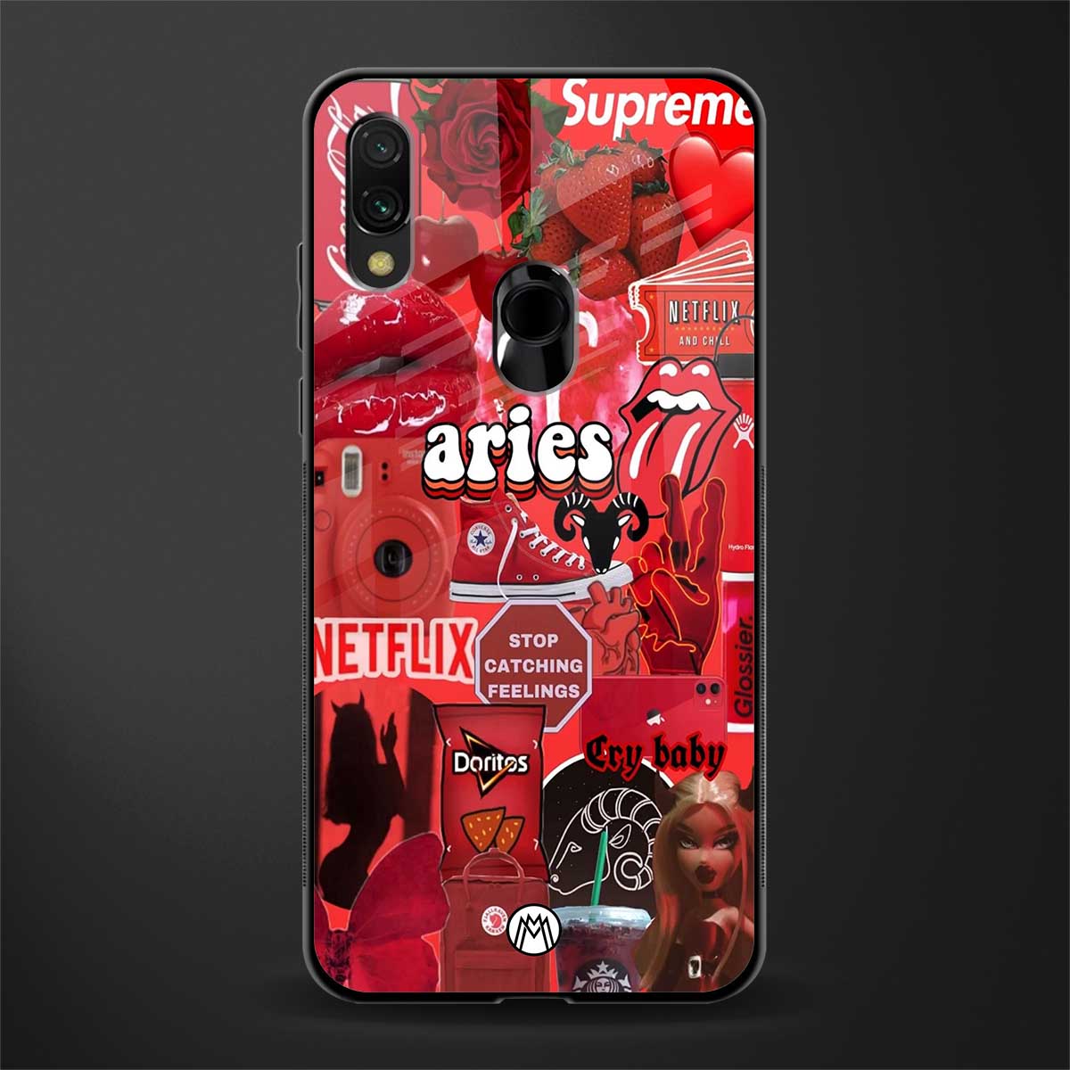 aries aesthetic collage glass case for redmi note 7s image