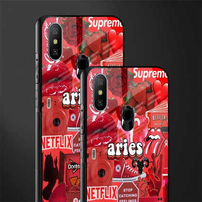 aries aesthetic collage glass case for redmi 6 pro image-2