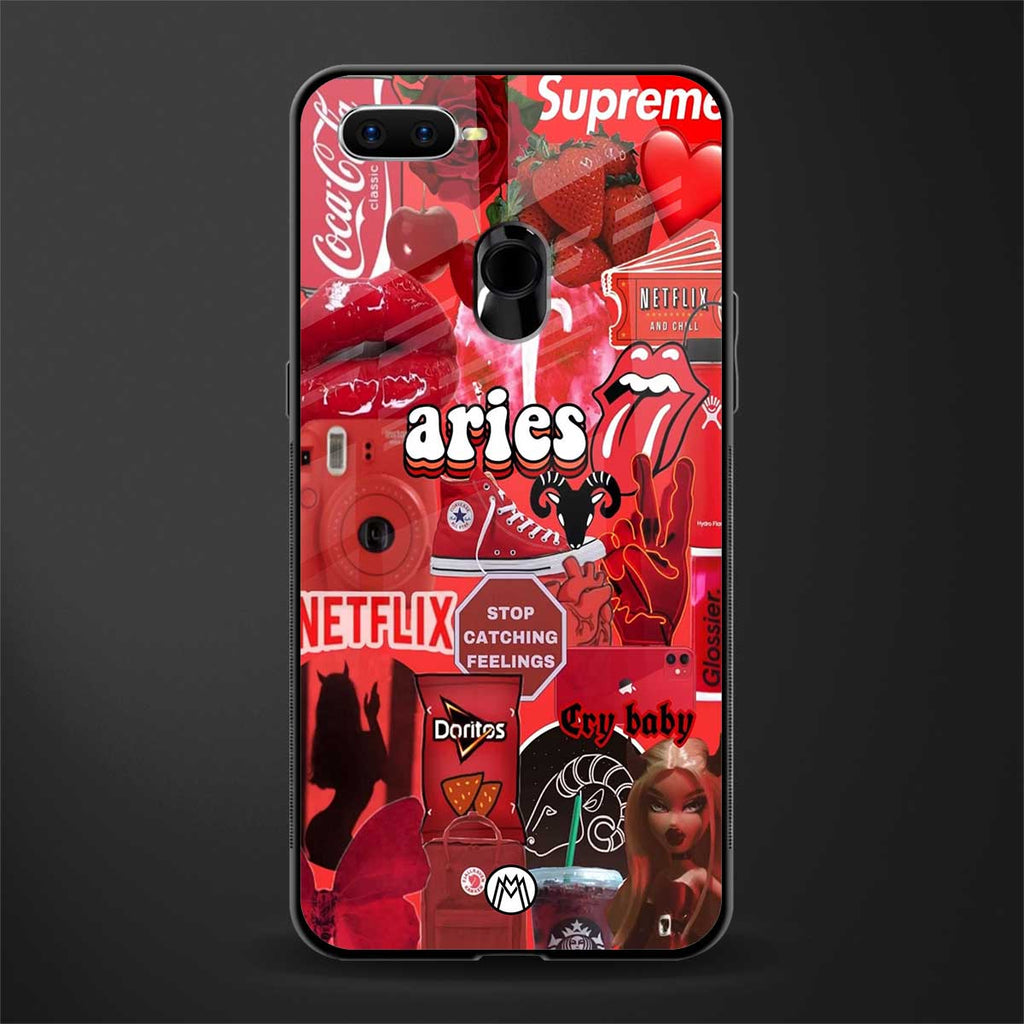 aries aesthetic collage glass case for oppo a7 image