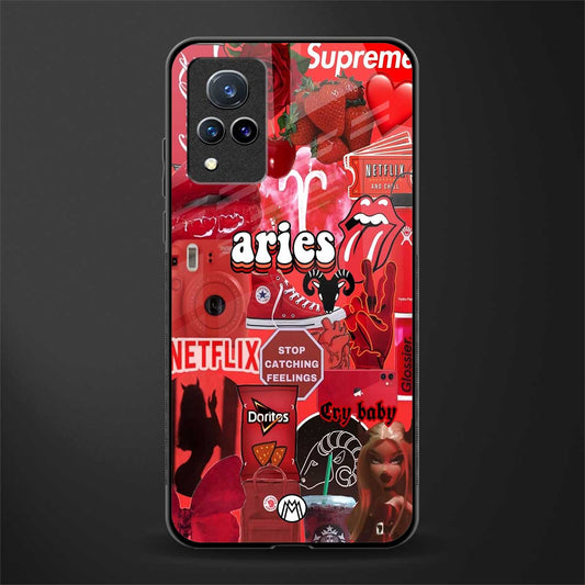 aries aesthetic collage glass case for vivo v21 5g image
