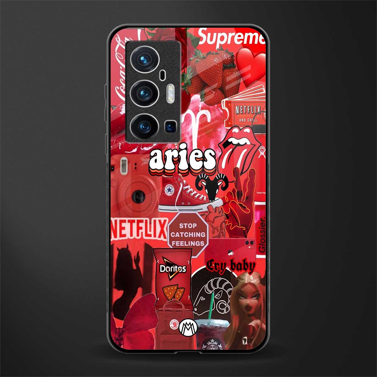 aries aesthetic collage glass case for vivo x70 pro plus image